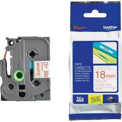 páska BROTHER TZ242 červené písmo, biela páska Tape (18mm) (TZE242)