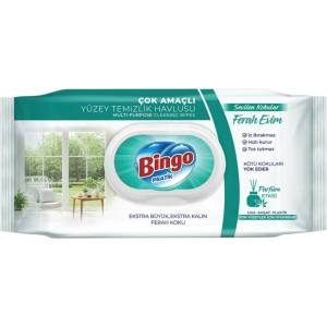  BINGO санитарни мокри кърпи, За почистване на всякакви повърхности, Fresh Home, 96 броя, 1100гр