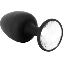 Dorcel Geisha Plug Diamond L análny vibrátor s bielym kameňom čierny