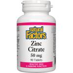 Natural Factors Zinc Citrate, 50 mg, 90 таблетки, Natural Factors