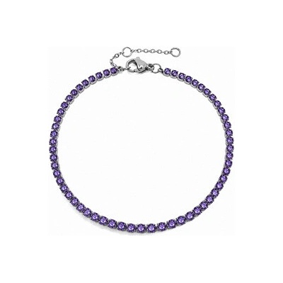 EVOLUTION GROUP CZ Ocelový štrasový tenisový náramek AMETHYST OPA1858-AM