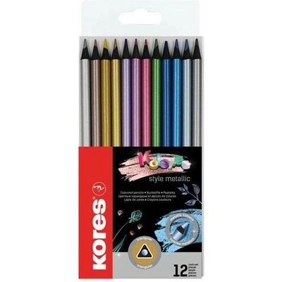 Kores pastelky trojhranné METALLIC 12 barev 199367