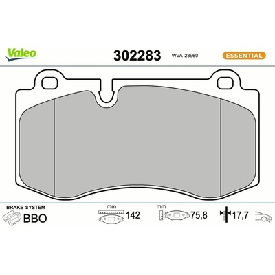 Sada brzdových platničiek kotúčovej brzdy VALEO 302283