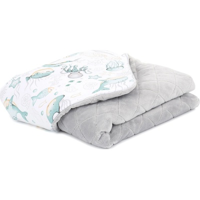 Mamo Tato Teplá Deka Prešívaný Velvet Bylinky modré Jeans