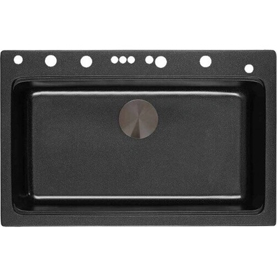 Inter Ceramic Кухненска мивка гранит 8276 Black - черна мивка от гранитен композит, гланц покритие (8276 BLACK)