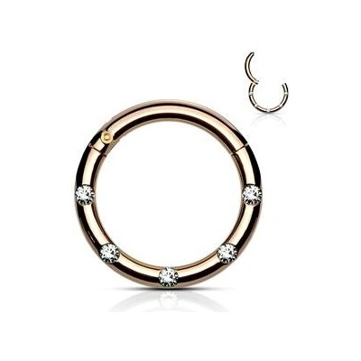 Šperky4U piercing kruh segment čiré kameny K01058-RD