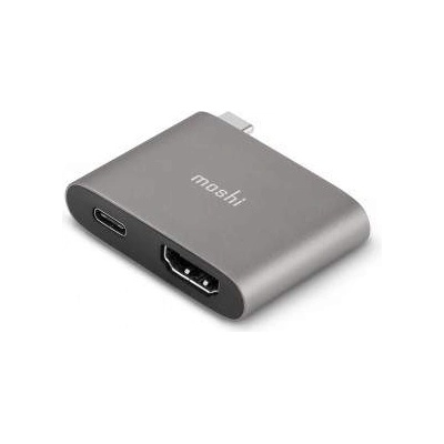 Moshi USB-C to HDMI Adapter With Charging - адаптер за свързване от USB-C към HDMI 4K с USB-C и USB-C порт за зареждане (тъмносив)