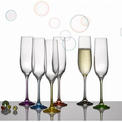 Crystalex Sklenice Crystal na šumivé víno Viola Rainbow 190ml 6ks