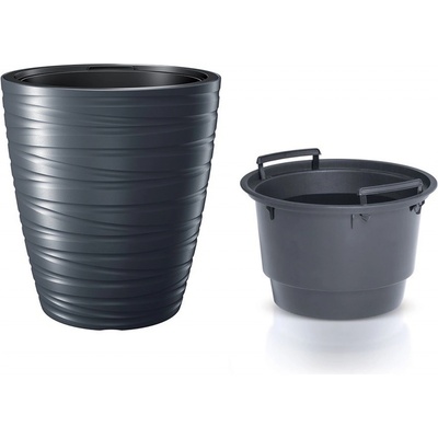 Prosperplast Květináč s vkladem MAZE antracit 29,6 cm