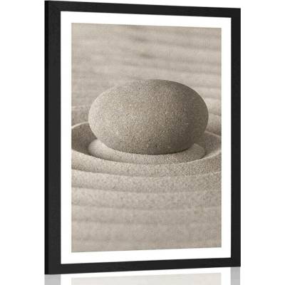 Plakát s paspartou relaxační kámen - 40x60 silver