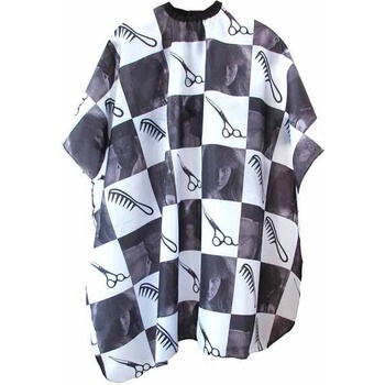 Duko - Exim 580 Kadernícky strihací plášť čierno-biely - zapínanie na suchý zips