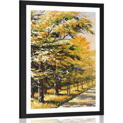 Plakát s paspartou alej stromů - 30x45 black