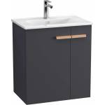 Krofam Комплект от черен стенен шкаф Krofam e-L_WOOD 59 см, вградена мивка Krofam e-L_WOOD 60 см и огледало (139-0207+139-0300+139-0209)