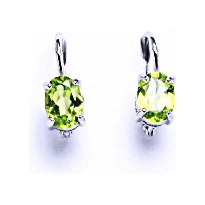 Čištín Stříbrné náušnice přírodní olivín 7x5 mm - NK 1246