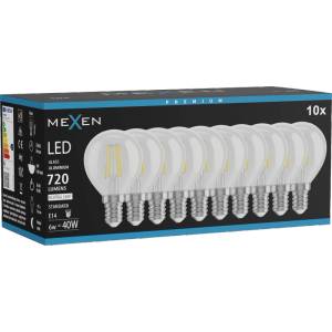 Mexen Vintis 10x LED филамент крушка E14, G45, 6W, Неутрална - 4000K, 720 lm, прозрачно (L156-E14-0640-00x10)