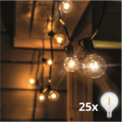Solight LED vonkajšia reťaz 25 žiarovek 15 + 5 m teplá biela WO794