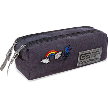 Image 1 of COOLPACK Правоъгълен ученически несесер Cool Pack Edge - Sparkling Badges, Grey, с 2 ципа (B69085)