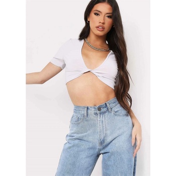 Image 1 of Missy Empire Къса блуза Missy Empire Slinky Twist Front Crop Top - Grey