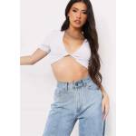 Missy Empire Къса блуза Missy Empire Slinky Twist Front Crop Top - Grey