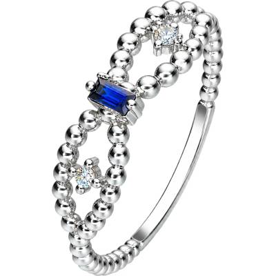 Zlaton Prsten bílé zlato s diamanty a safírem N03082603559