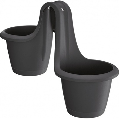Prosperplast RESPANA TWINS Závesný kvetináč duo 46,3 cm antracit DRED200