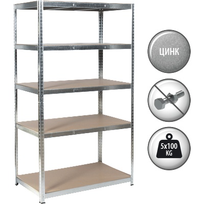 Carmen Метален стелаж Carmen CR-1013 - 180x90x30 см, до 100 кг на рафт - цинк