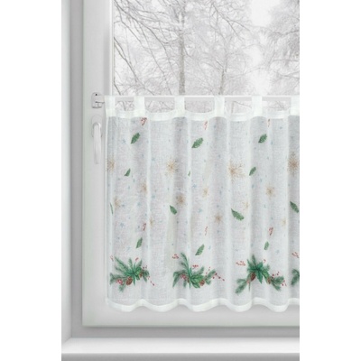 EUROFIRANY KRÁTKA VIANOČNÁ ZÁCLONA NA PÚTKACH XMAS1 60X150 CM VZOROVANÁ