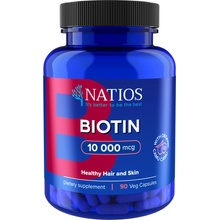 NATIOS Biotin, 10 000 mcg, Extra Strength, 90 vegánskych kapsúl