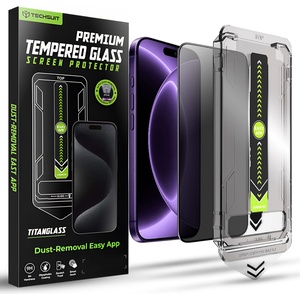 Techsuit Поверителен стъклен протектор Techsuit TitanGlass FullCover - iPhone 18 Pro - Черен (KF2366322)