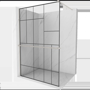 Mexen Kioto+ душ стена със стелаж Walk-in 100 x 200 cm, черен модел, четка никел - 800-100-121-97-78 (800-100-121-97-78)