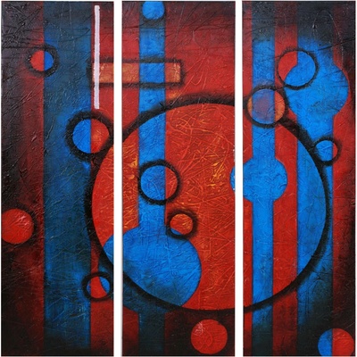 Ručně malovaný obraz Dalmart abstrakce 90x100cm třídílný