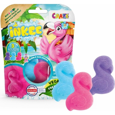 Craze INKEE Flamingo koupelová bomba pro děti 3x55 g