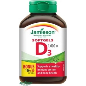 Jamieson Витамин D3 1000 IU капсули 180 капсули (IP464)