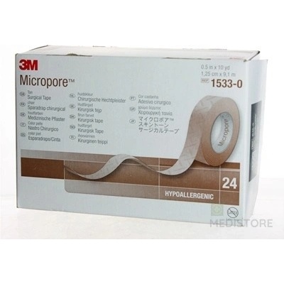 3M MICROPORE náplasť hnedá 1,25 cm x 9,1 m 24 ks