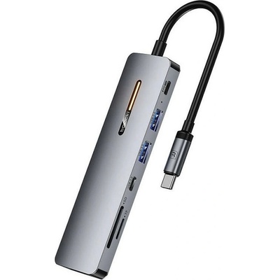 Toocki Докинг станция Toocki THB7-JSB03, от USB-C към 1x USB-C(PD), 1x USB-C, 2x USB-A, 1x HDMI, 1x SD четец, 1x MicroSD четец, сива (THB7-JSB03)
