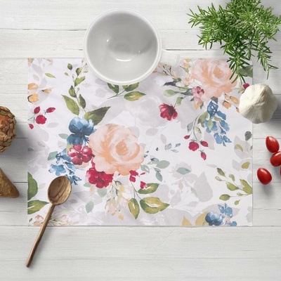 Biante bavlna prostírání Sandra SA-387 Velké žluté a modré květy na bílém 30x40cm