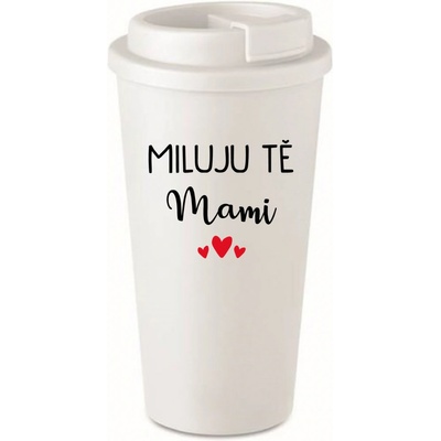 Giftela MILUJU TĚ MAMI bílý termohrnek 475 ml