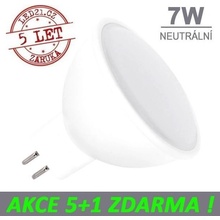 LED21 LED žárovka 7W GU5.3 500lm 12V DC Neutrální bílá, 5+1