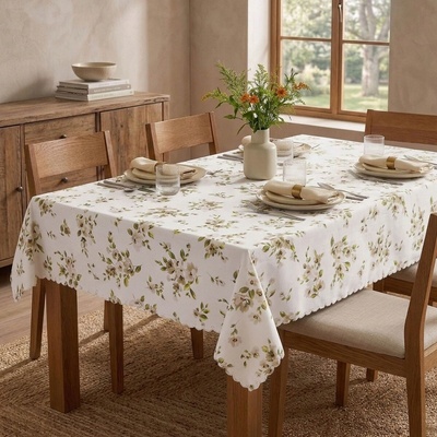 Forbyt Nešpinivý teflonový látkový ubrus 25361 104 BÉŽOVÉ KVĚTY 120x155cm obdélník