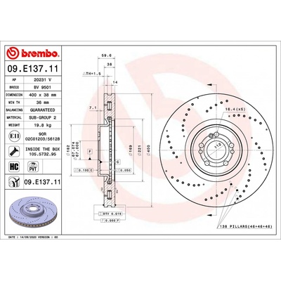 BREMBO Brzdový kotúč 09E13711