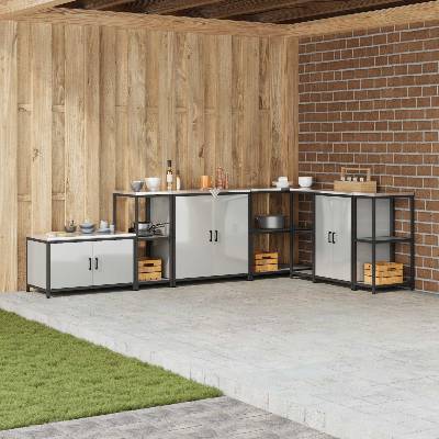 vidaXL Кухненска рафтова единица HATTEM Сребристо 40 x 50 x 92 см (874973)
