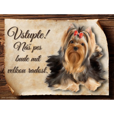 Sport hobby Cedulka Yorkšírský terier Vstupte CP300 15 x 11 cm