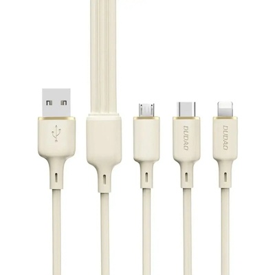 Dudao 3в1 кабел Dudao L7SE, USB-C към USB-C / Lightning / micro-USB, 66W, 1.2m, бежов (L7SE)