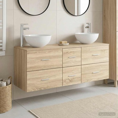 vidaXL Комплект шкафове за баня 3 бр. Дъб сонома 49, 5 x 41 x 64, 5 см (3405813)