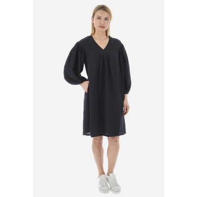 La Martina Woman Long Dress Viscose Linen modrá