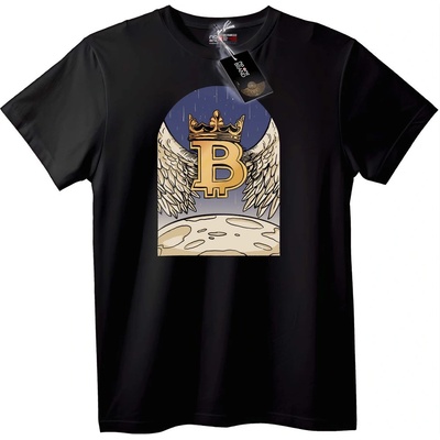 NOONEBRAND Тениска Bitcoin с корона и крила - 7XL, Black