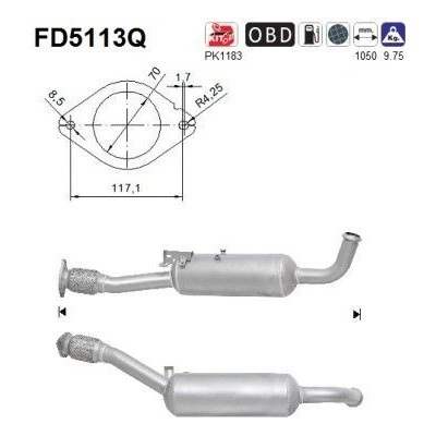 Filtr sazových částic, výfukový systém AS FD5113Q