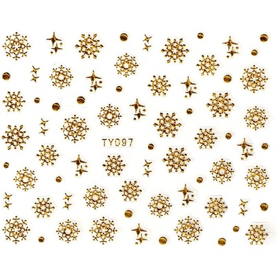 Samolepky na nehty 3D Sněhové vločky zlaté TY097 – Zboží Dáma