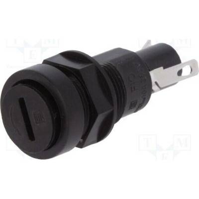 SCHURTER 0031.1381 Zásuvka; 5x20mm; 10A; 250VAC; FIO; na panel; černá; UL94V-0; IP40