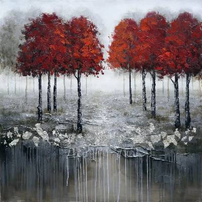 Obraz maľovaný na plátno - Jaseňové stromy, 100x3,5x100 cm
